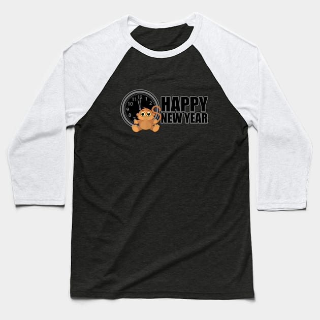 Happy New Year - Monkey Baseball T-Shirt by adamzworld